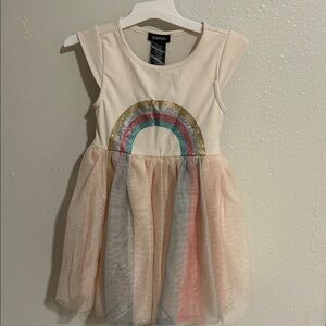 Zunie Cream Dress with Glitter Rainbow